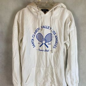 MISSGUIDED white tennis sports brushed back oversized hoodie